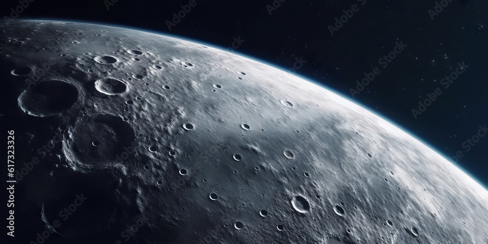 Moon surface with craters and space background. Universe beauty. Generatie AI