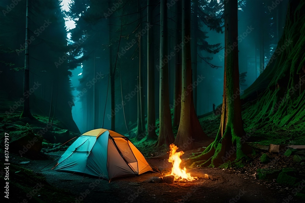 tent in the woods