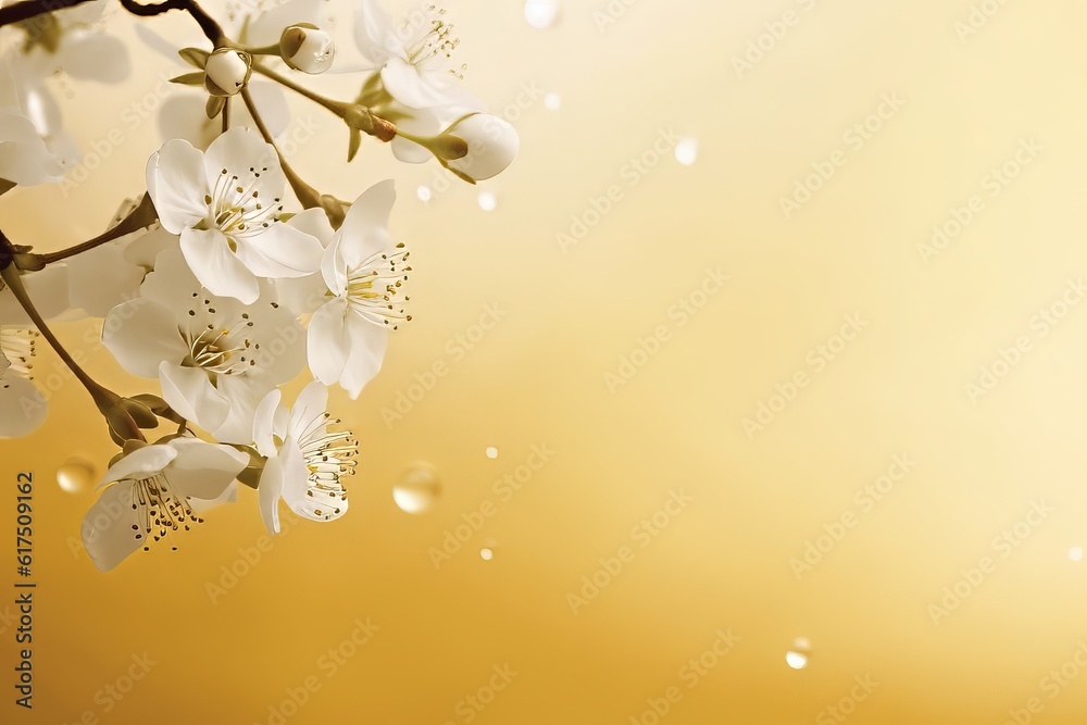 cherry blossom background, Tranquil Elegance: A Delicate Photograph of a White Flowering Branch Bord