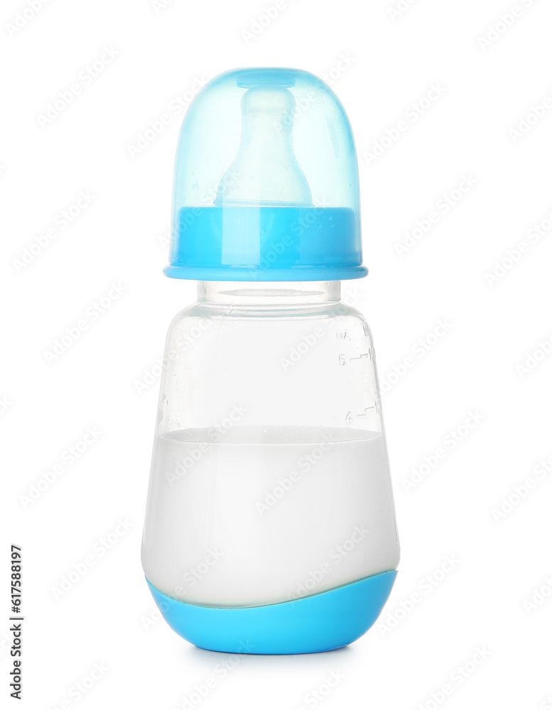 Bottle of milk for baby isolated on white background