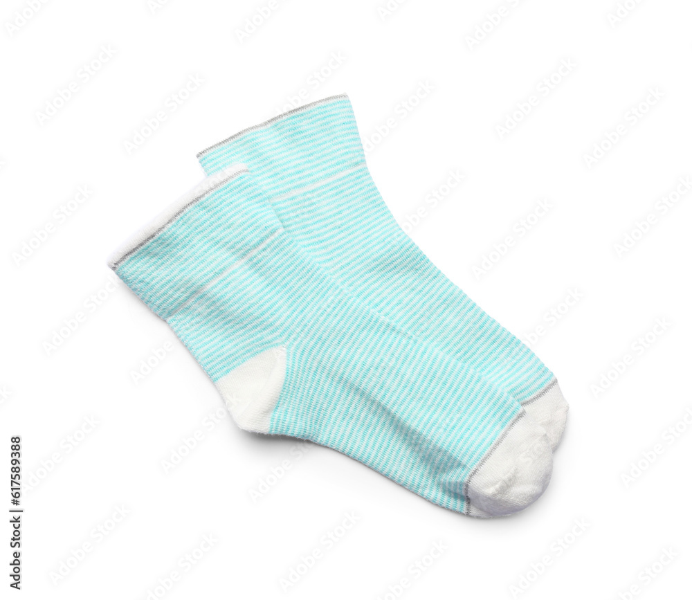 Pair of cotton socks isolated on white background