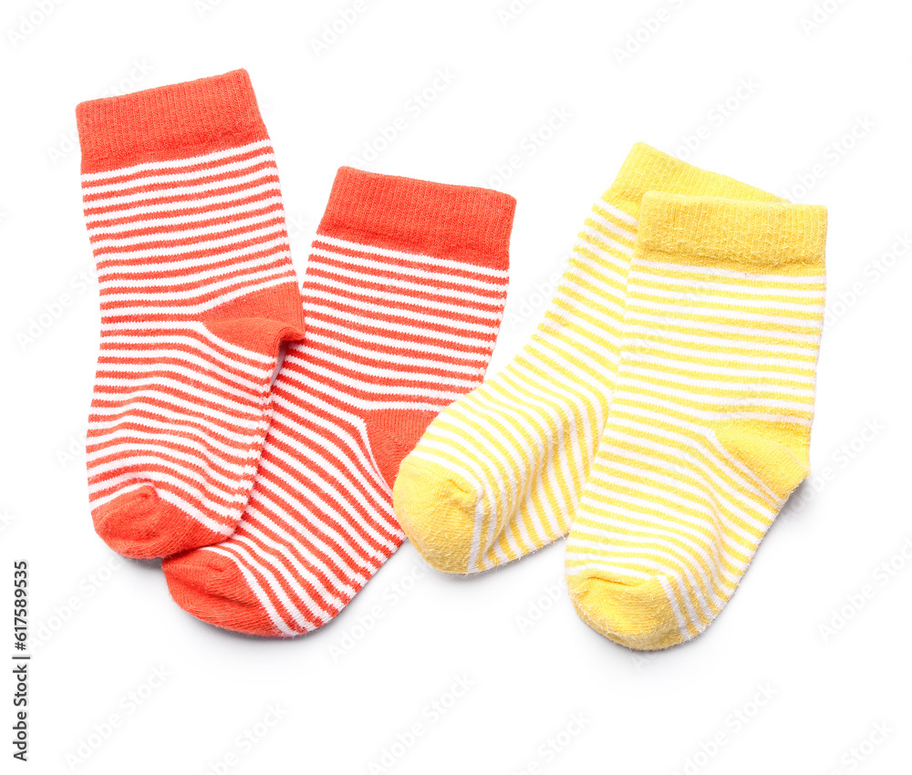 Colorful socks isolated on white background