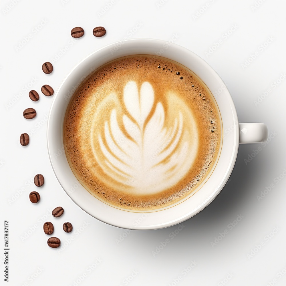 Cappuccino coffee isolated. Illustration AI Generative.