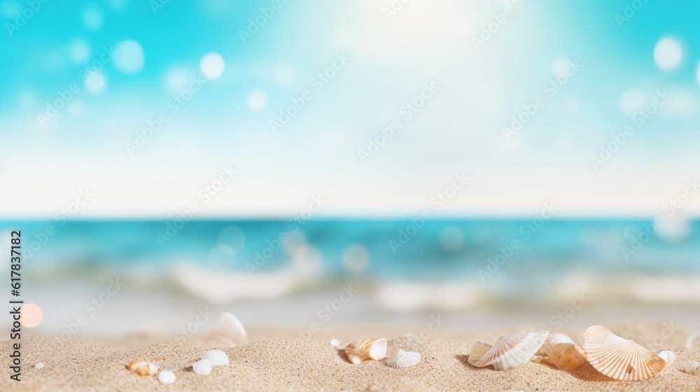 Summer beach and sea background. Illustration AI Generative.