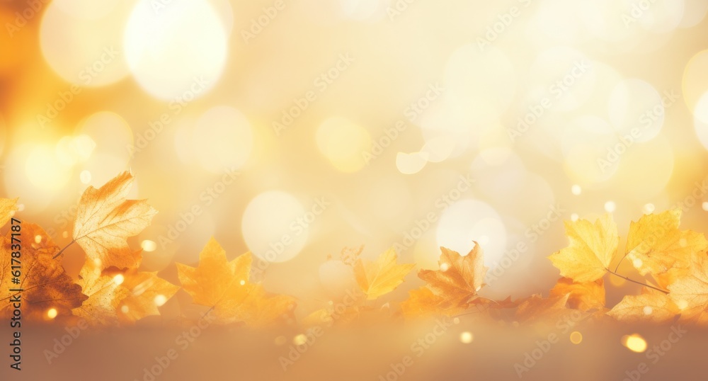 Autumn bokeh background. Illustration AI Generative.