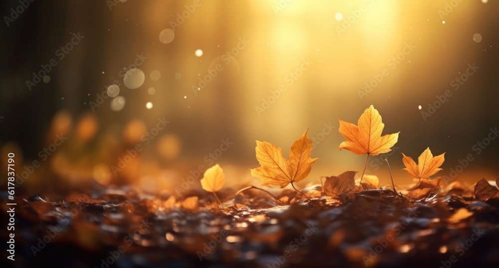 Autumn bokeh background. Illustration AI Generative.