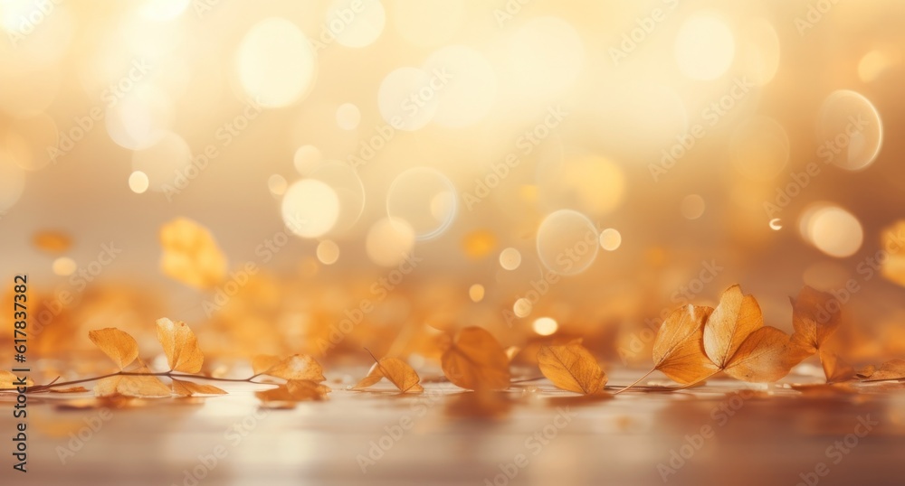 Autumn bokeh background. Illustration AI Generative.