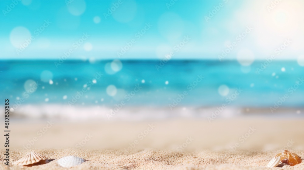 Summer beach and sea background. Illustration AI Generative.