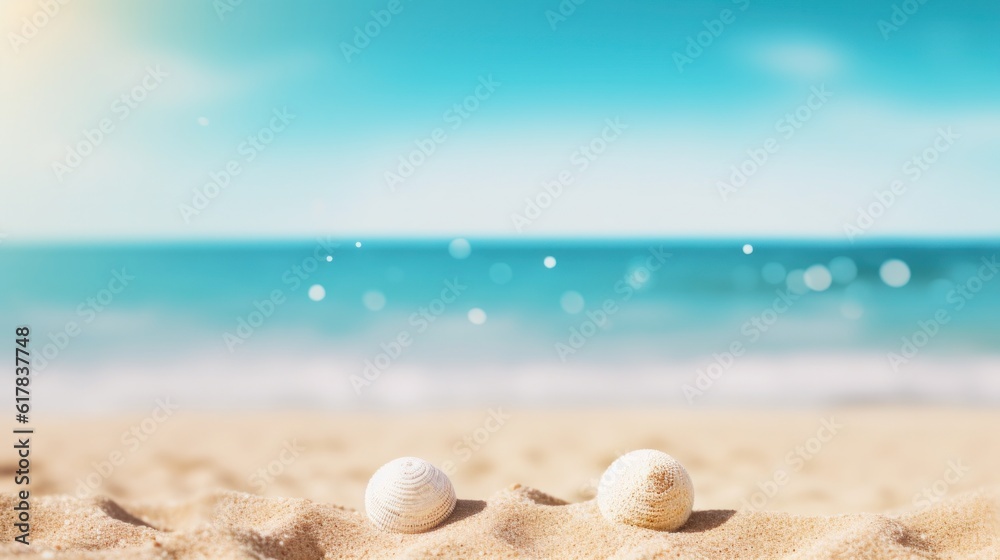 Summer beach and sea background. Illustration AI Generative.