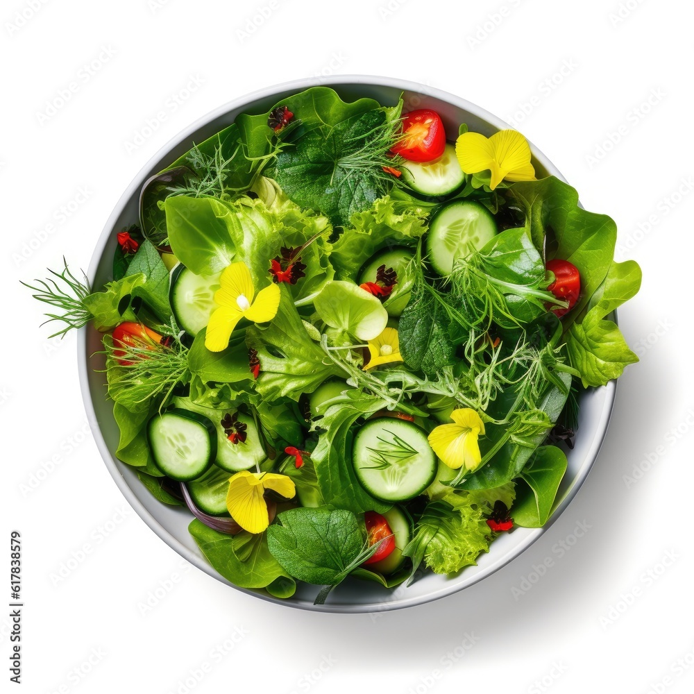 Green vegan salad isolated. Illustration AI Generative.