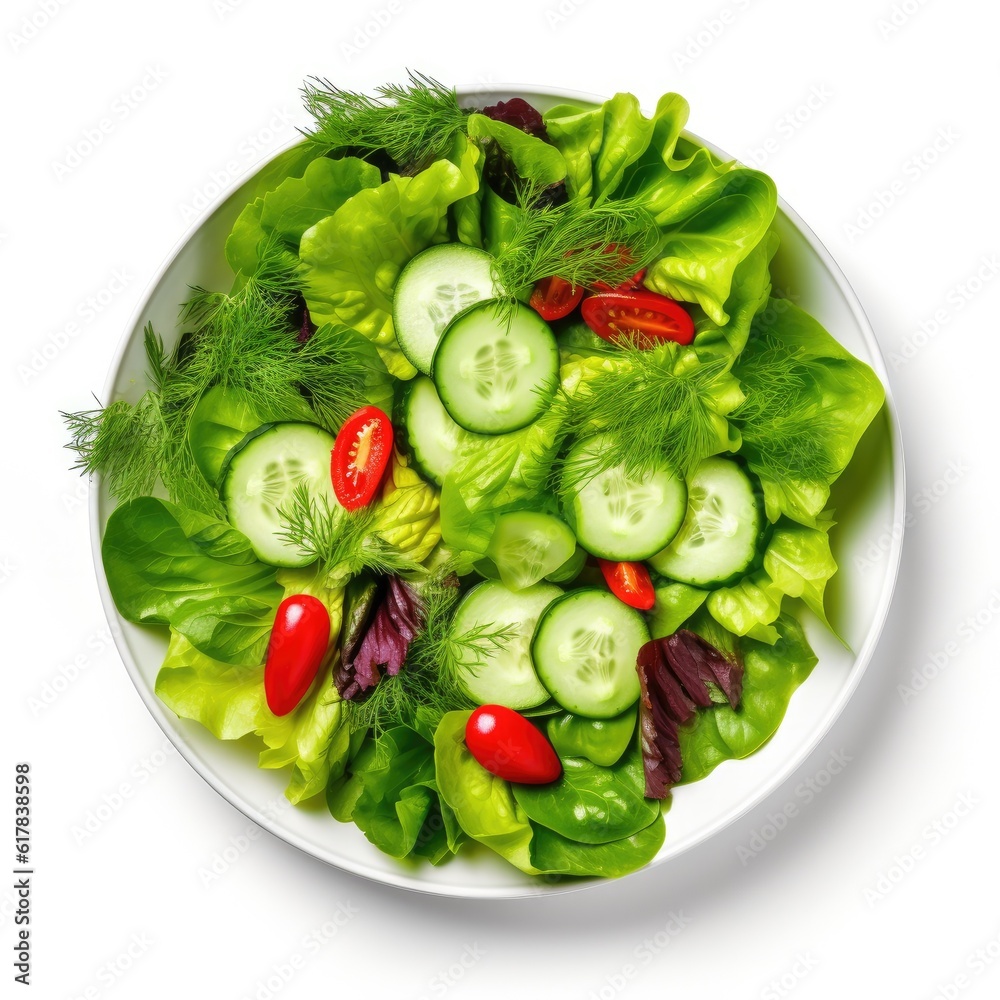 Green vegan salad isolated. Illustration AI Generative.