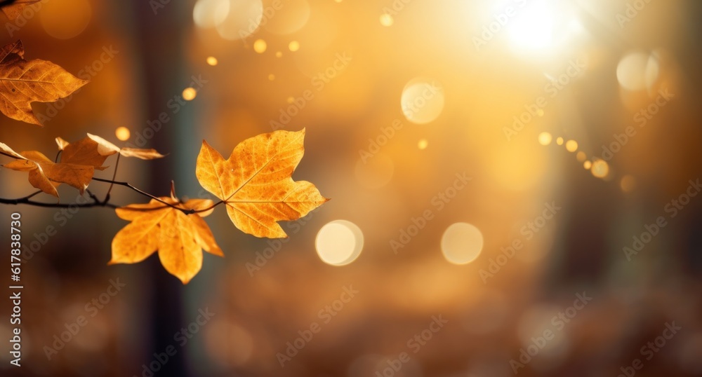 Autumn bokeh background. Illustration AI Generative.