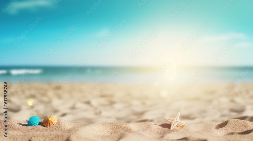 Summer beach and sea background. Illustration AI Generative.