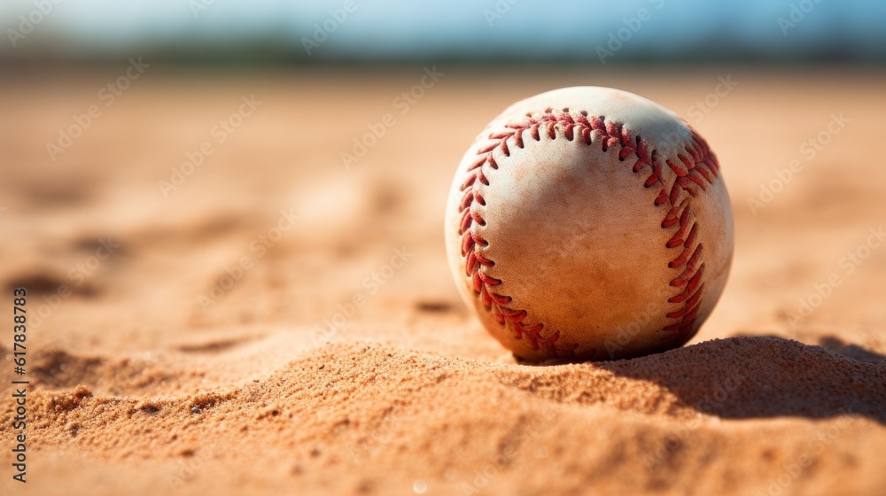 Softball on sand background Illustration AI Generative.