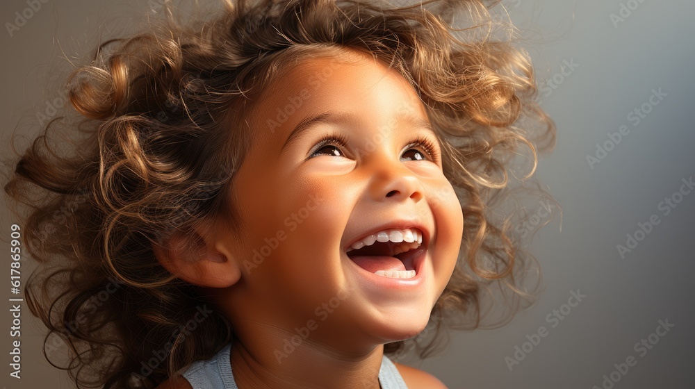 Close up of little boy laughing.