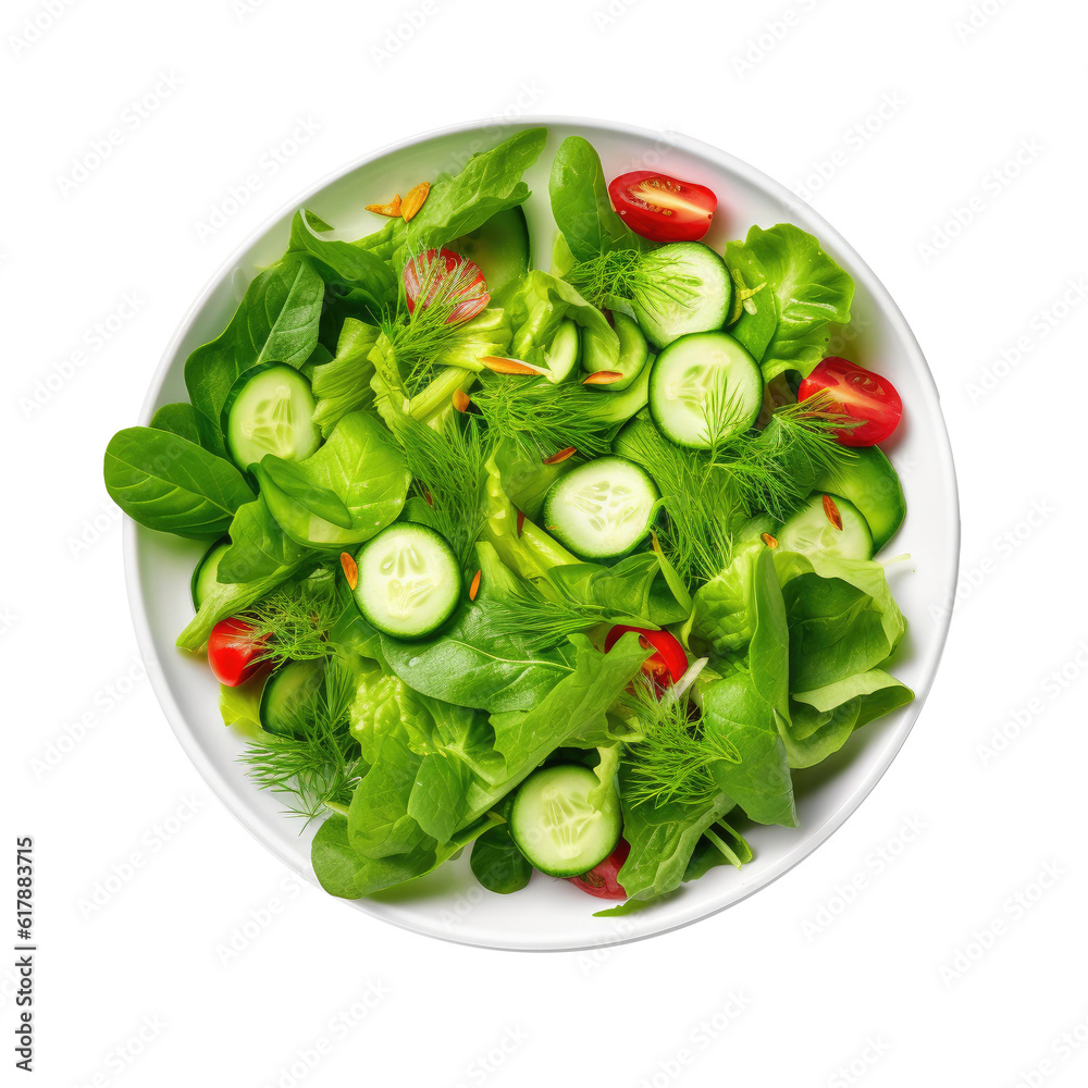 Green vegan salad isolated. Illustration AI Generative.