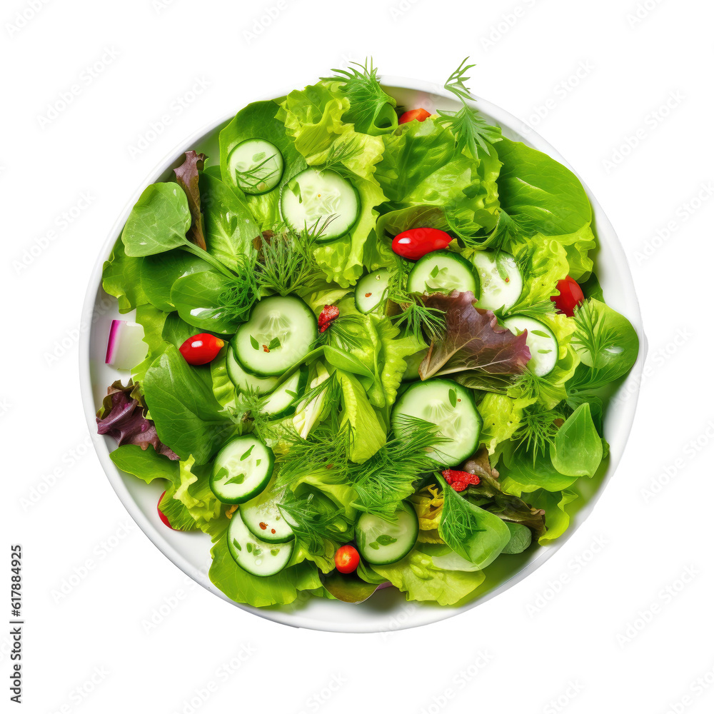 Green vegan salad isolated. Illustration AI Generative.