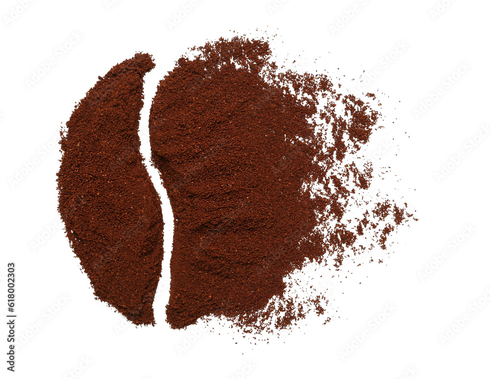 Creative composition with coffee powder isolated on white background