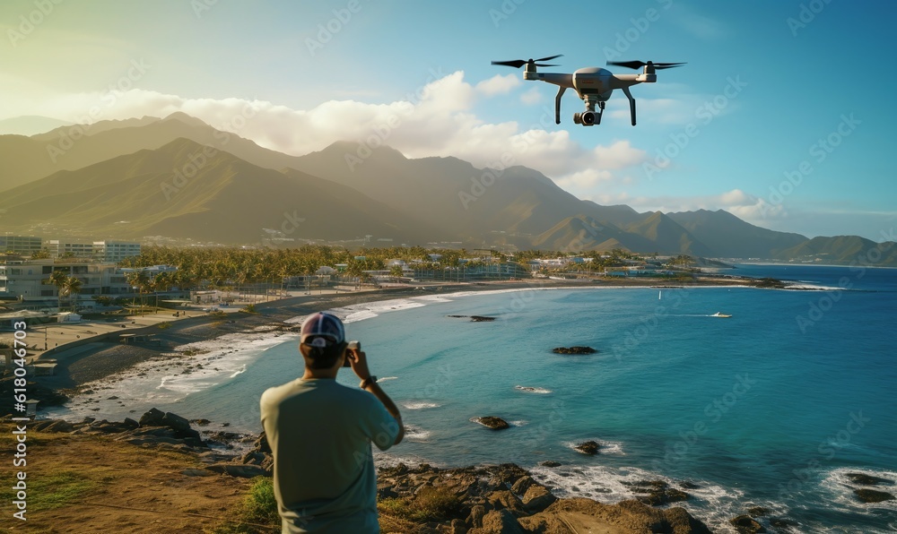 Man flying drone