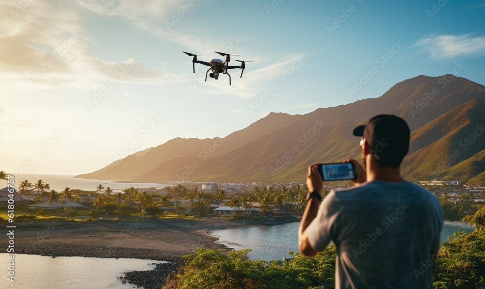 Man flying drone