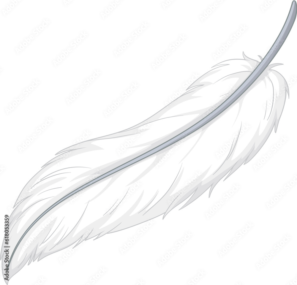 White isolated feather cartoon