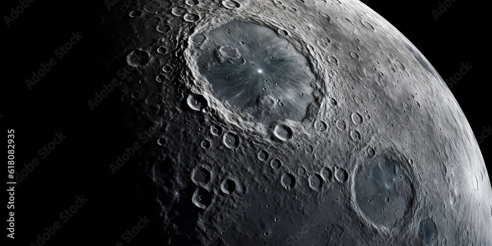 Moon surface with craters and space background. Universe beauty. Generatie AI