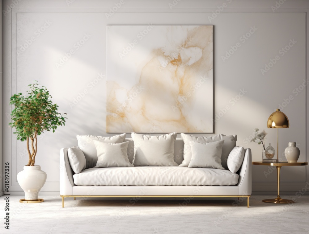 Modern living room interior. Illustration AI Generative.