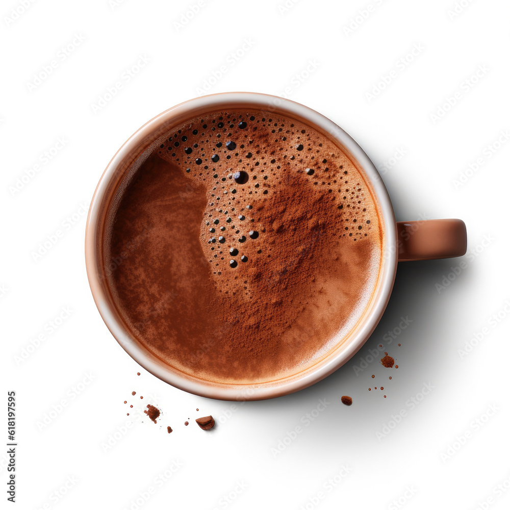 Cup of hot chocolate isolated. Illustration AI Generative.