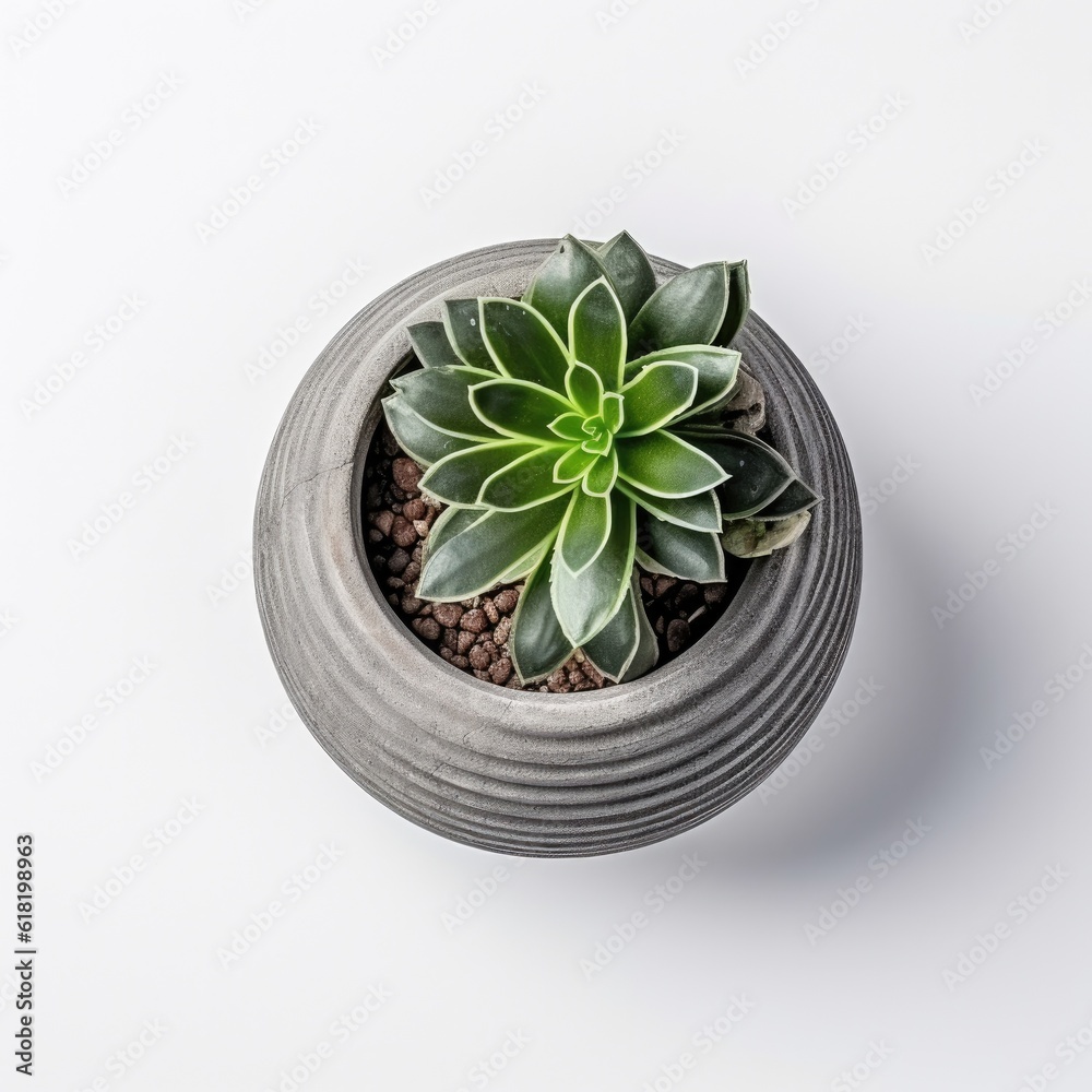 Small succulent in a pot isolated. Illustration AI Generative