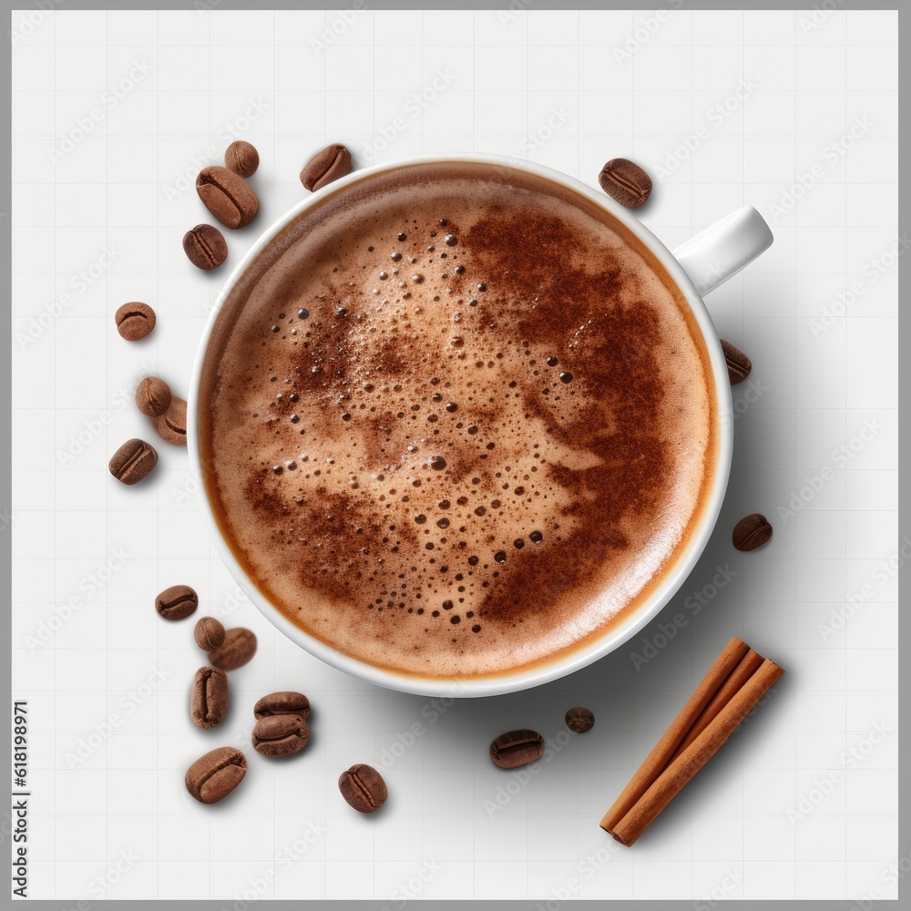 Cup of hot chocolate isolated. Illustration AI Generative.