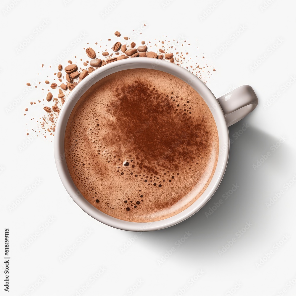 Cup of hot chocolate isolated. Illustration AI Generative.