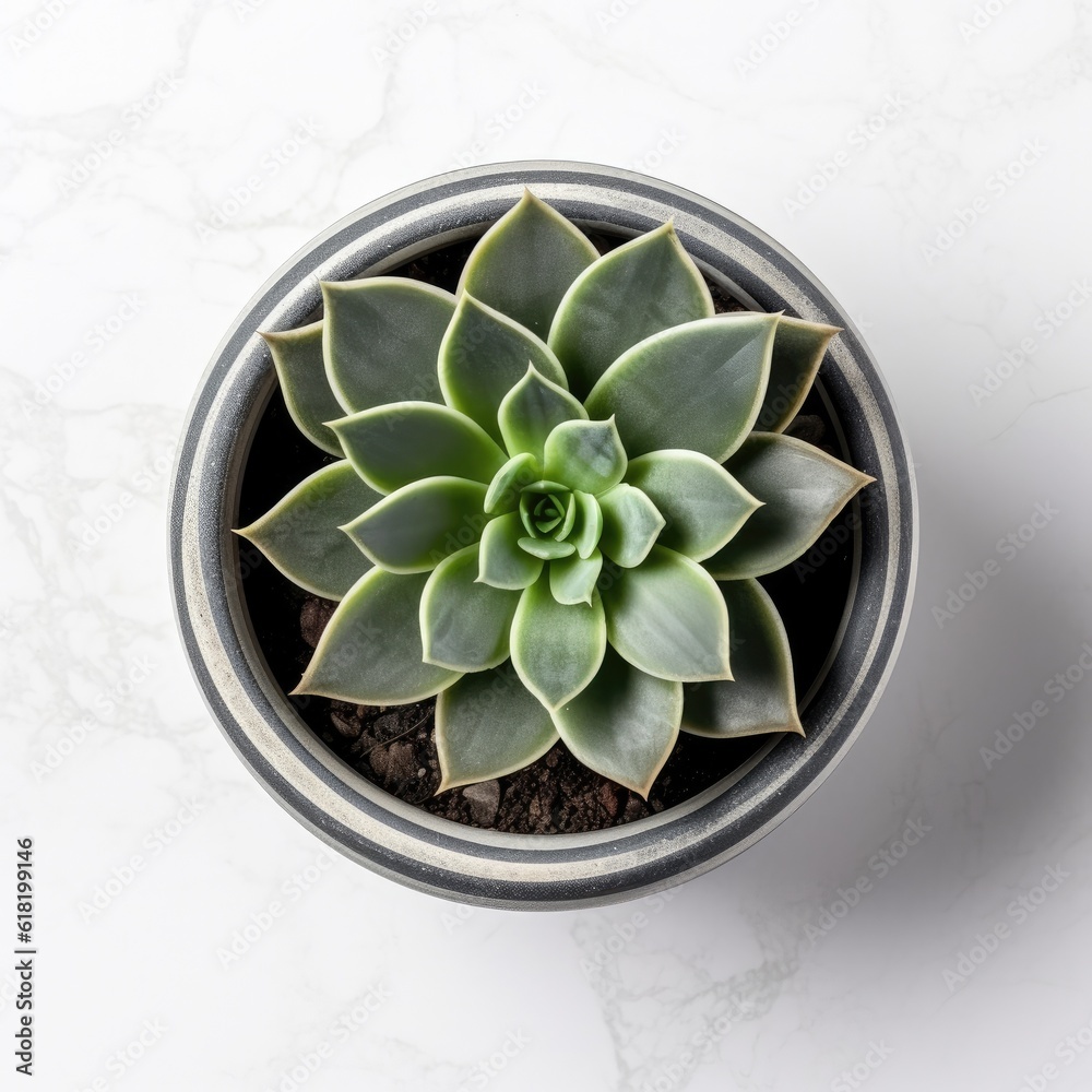 Small succulent in a pot isolated. Illustration AI Generative