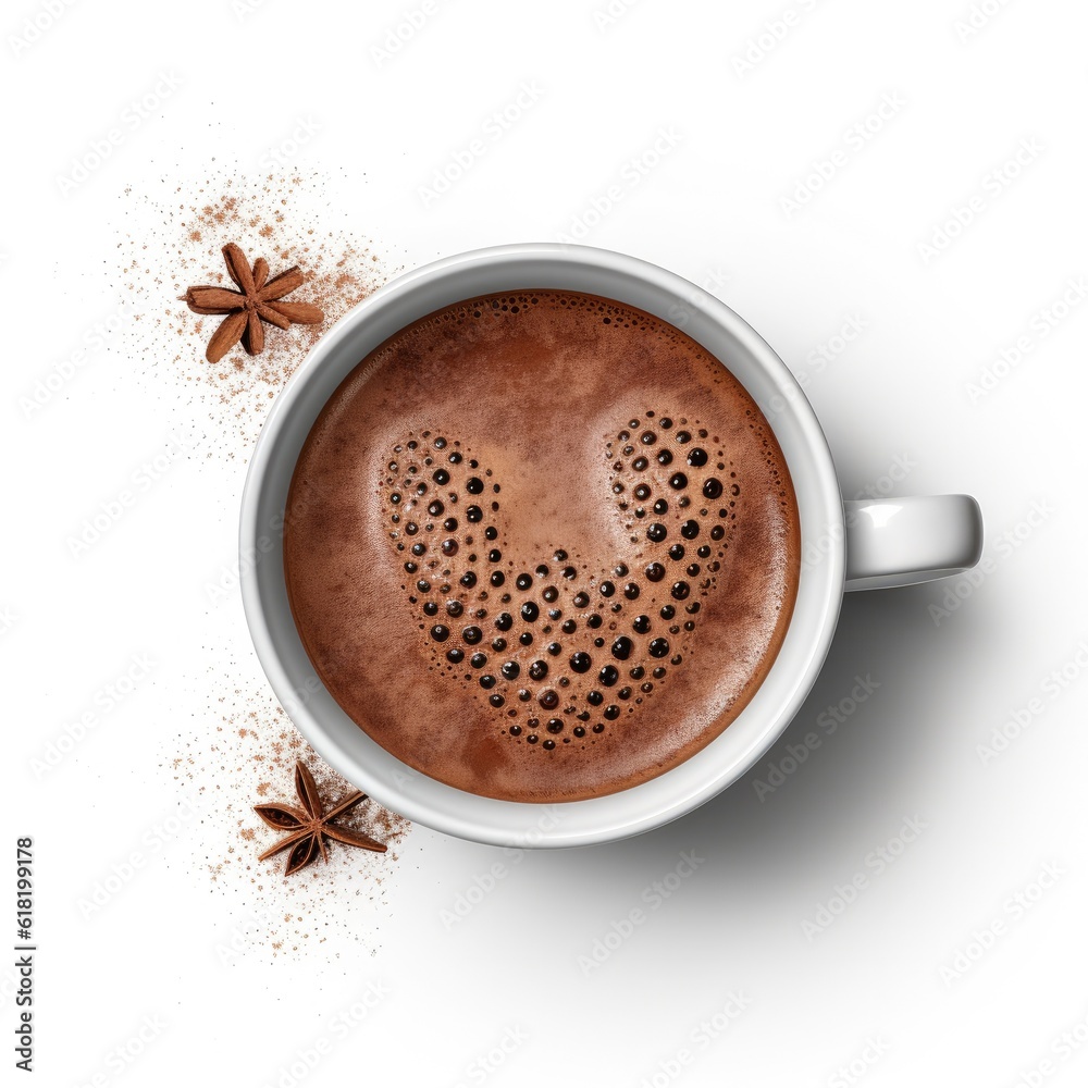 Cup of hot chocolate isolated. Illustration AI Generative.