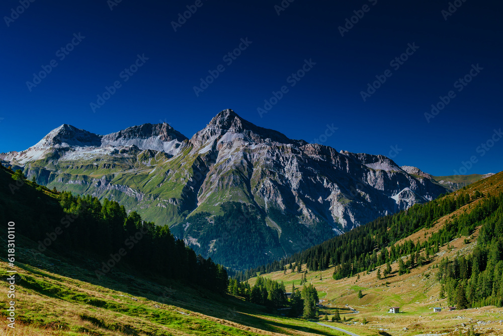 Swiss Alps mountains in summer panoramic view