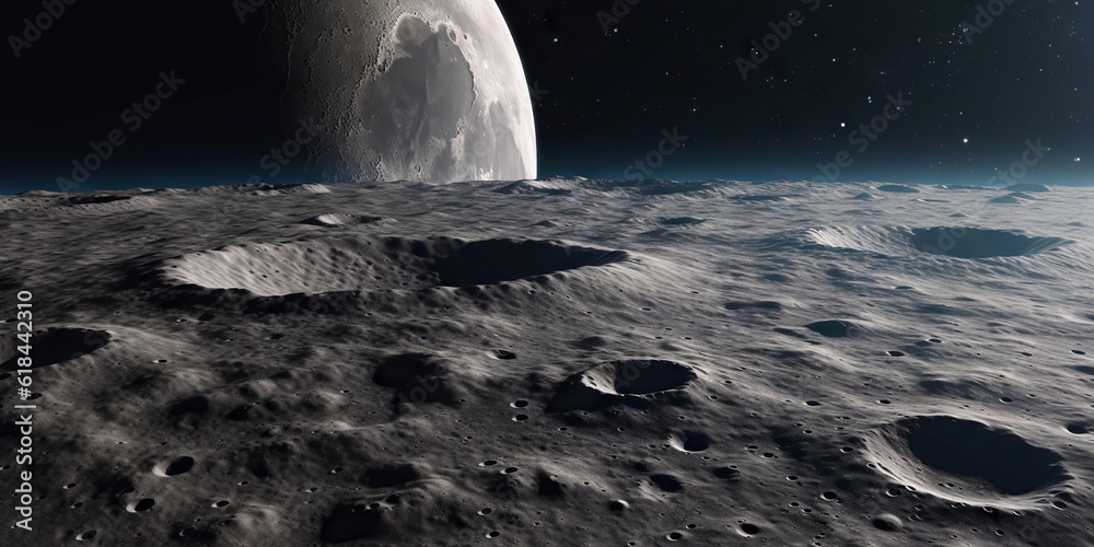 Moon surface with craters and space background. Universe beauty. Generatie AI