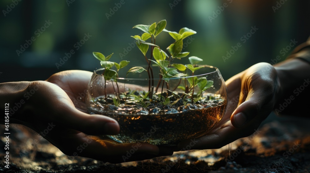 Hand planting trees increases oxygen and helps reduce global warming, Save world save life and Plant