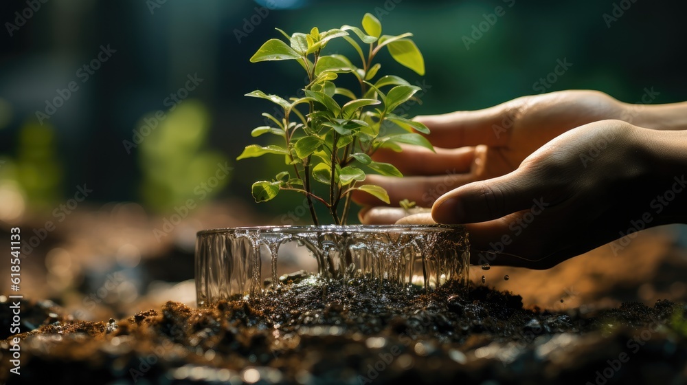 Hand planting trees increases oxygen and helps reduce global warming, Save world save life and Plant