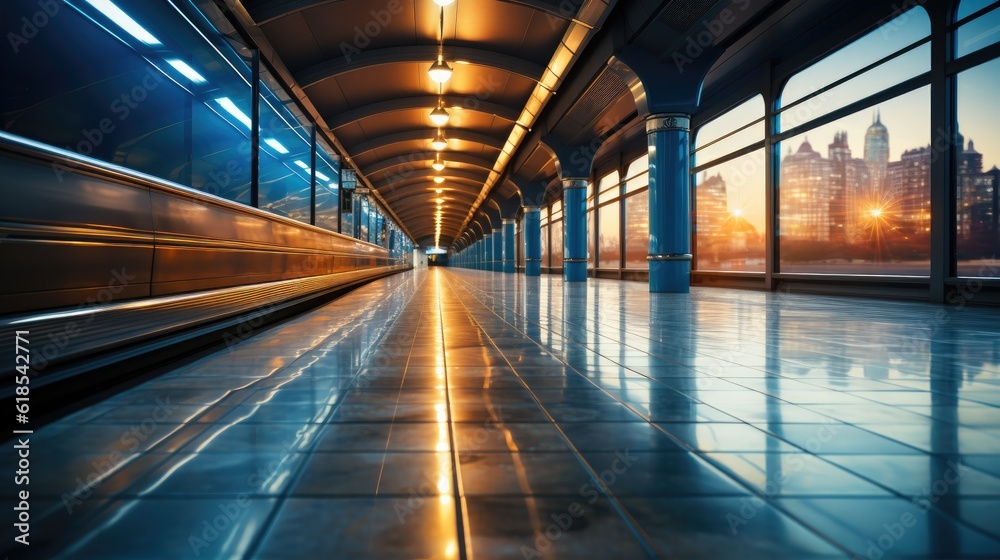 Subway tunnel station of a city.