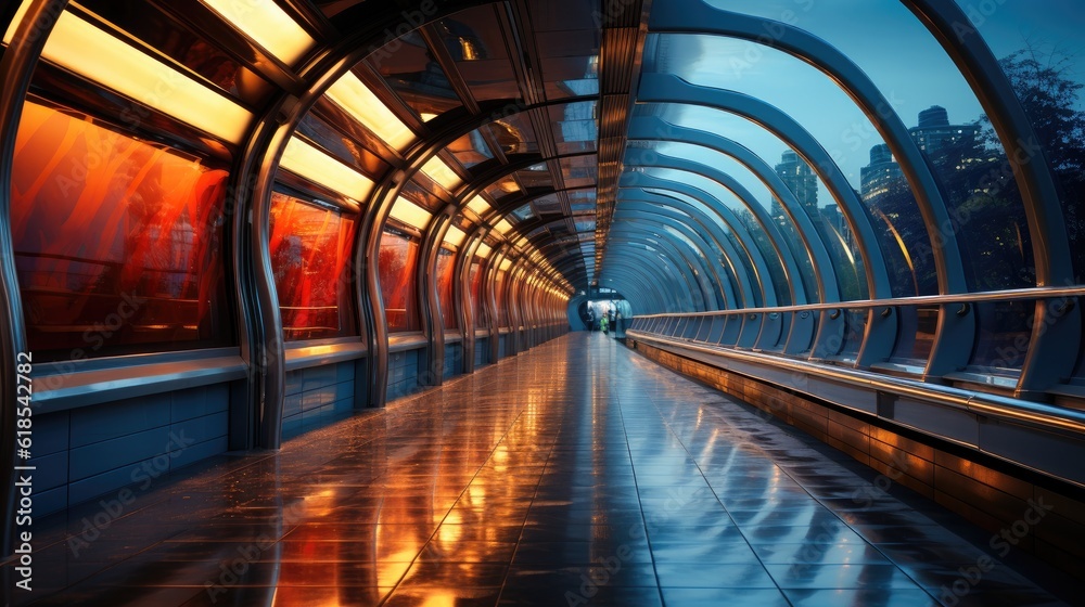 Subway tunnel station of a city.