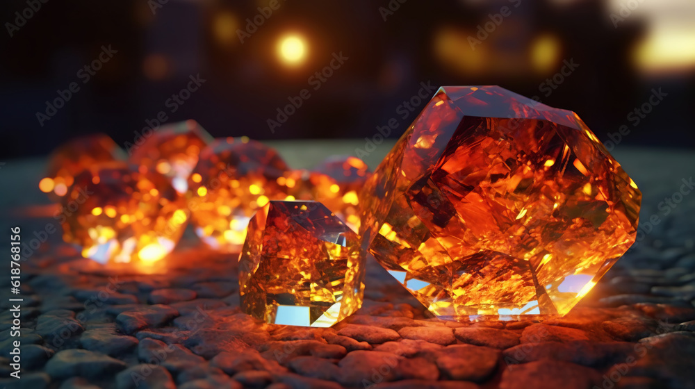 Amazing bright and shiny Sunset Fire Opal crystal cluster background. Jewel mineral detailed macro. 