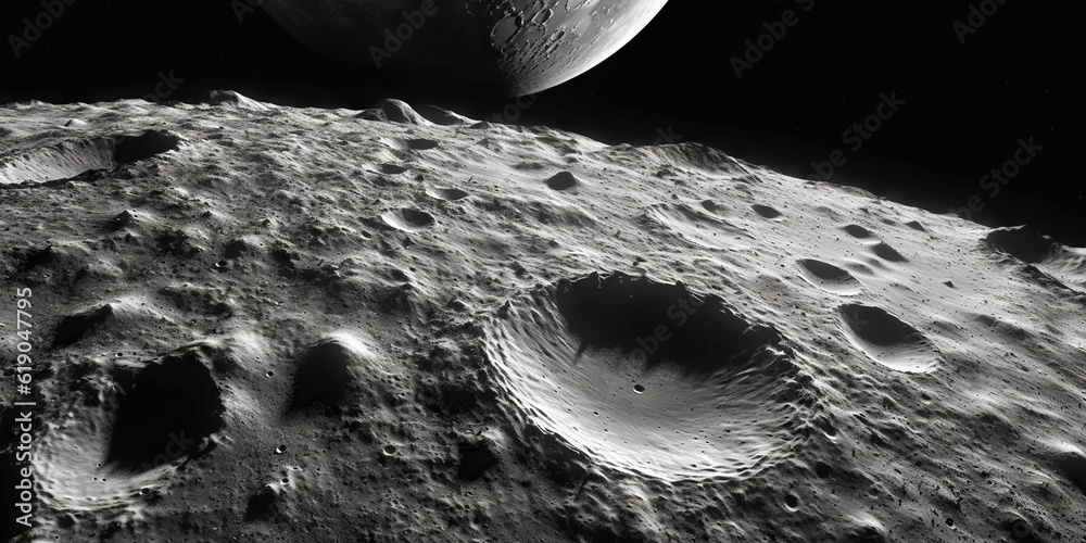 Moon surface with craters and space background. Universe beauty. Generatie AI