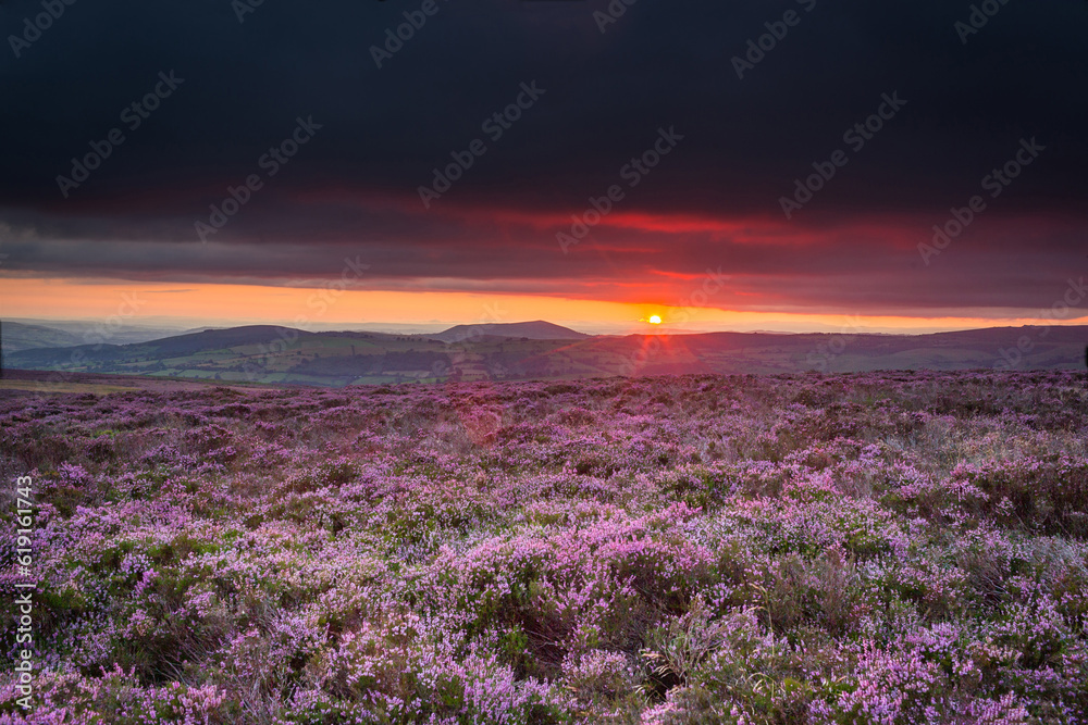 Sunset Long Mynd Summer Shropshire stormy evening 