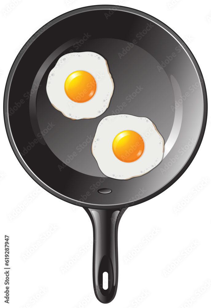 Fried eggs in the pan