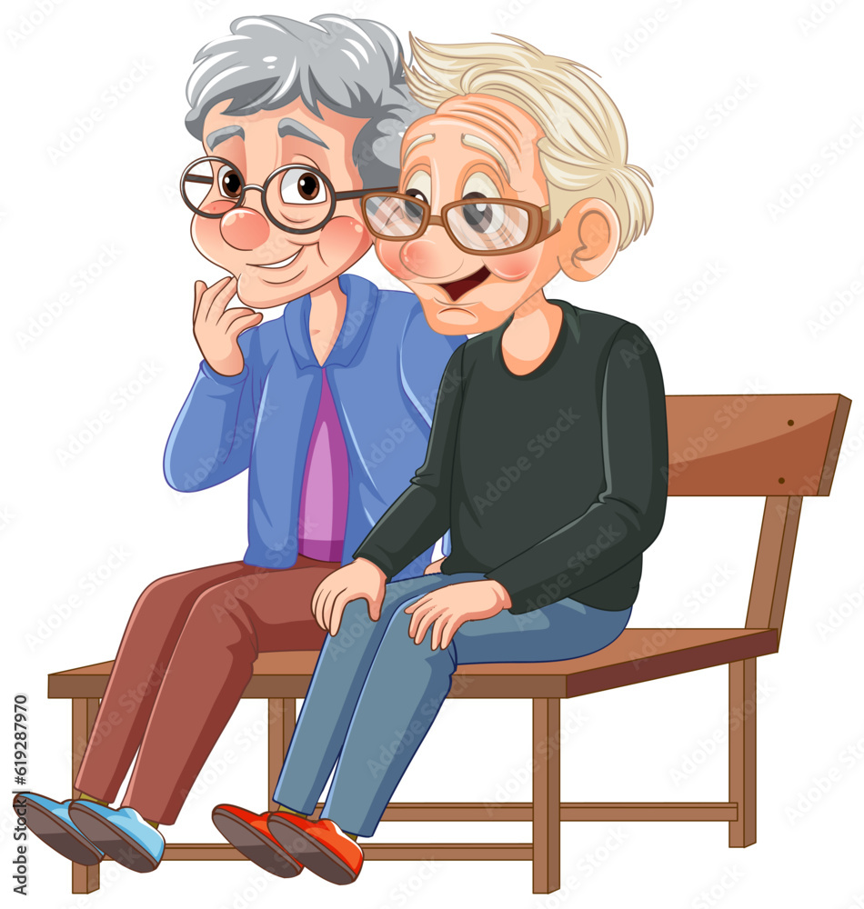 Old Couple Sitting on Bench Together