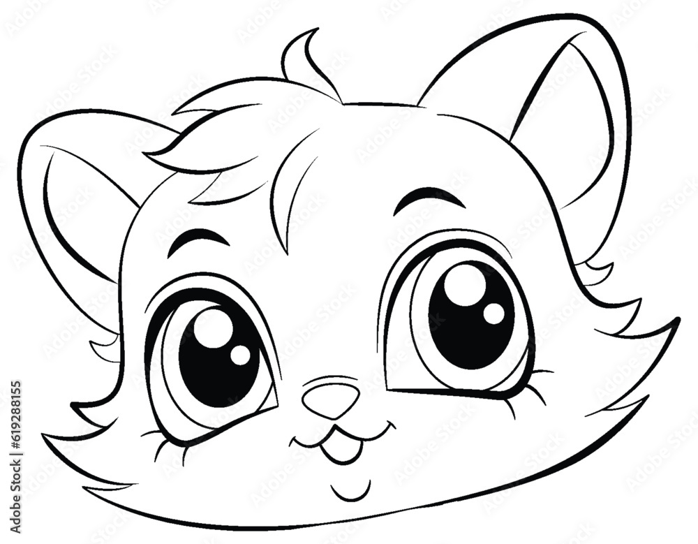 Coloring Page Outline of Cute Cat