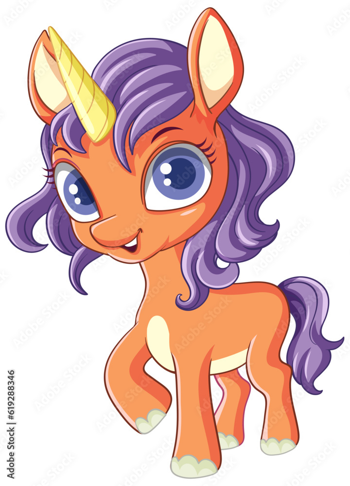 Orange Unicorn with Purple Mane Vector