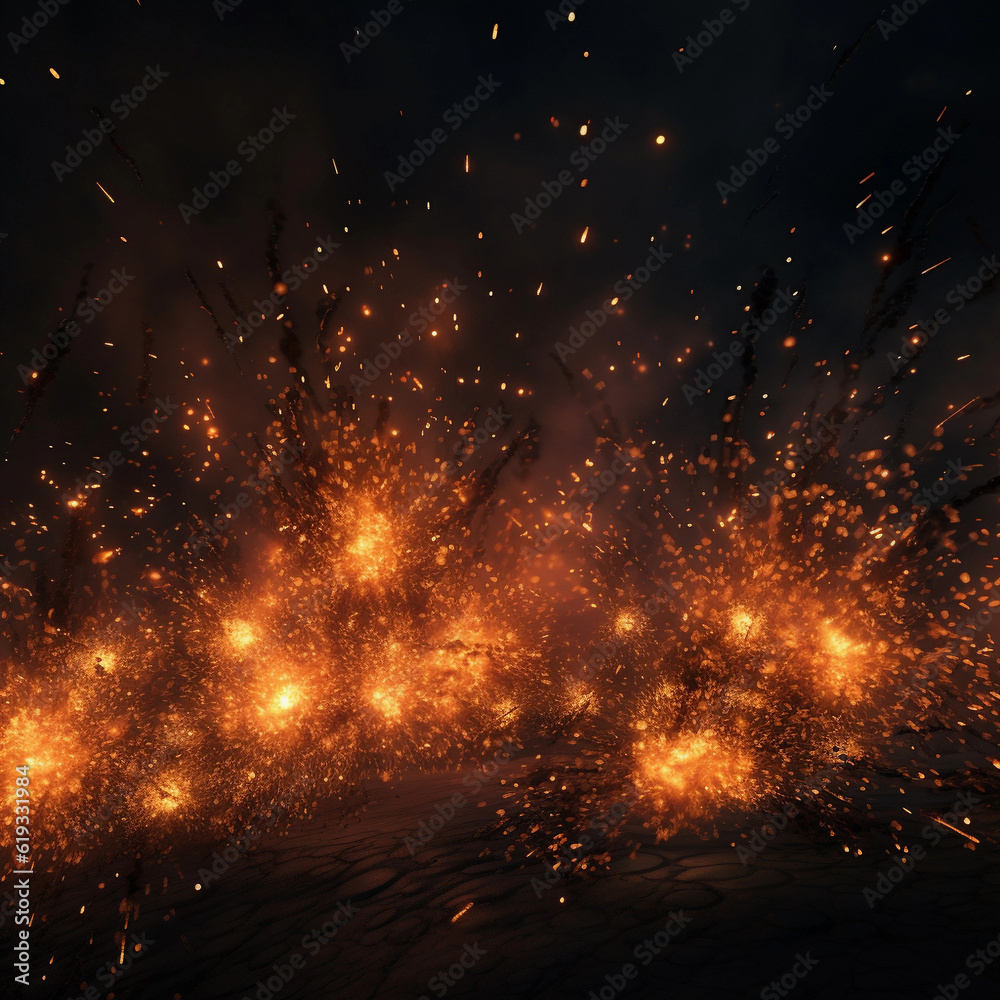 A exploding or falling fireworks  with stars.