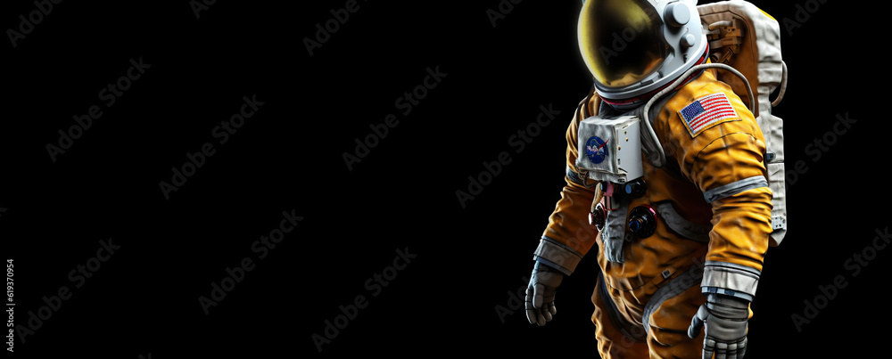 Astronaut in spacesuit floating in space. Space exploration technology. Discovery concept. Generativ