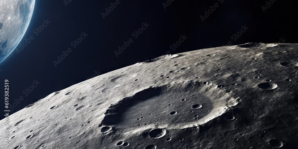 Moon surface with craters and space background. Universe beauty. Generatie AI