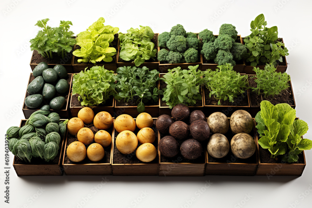 Fresh green leaf vegetables with white background